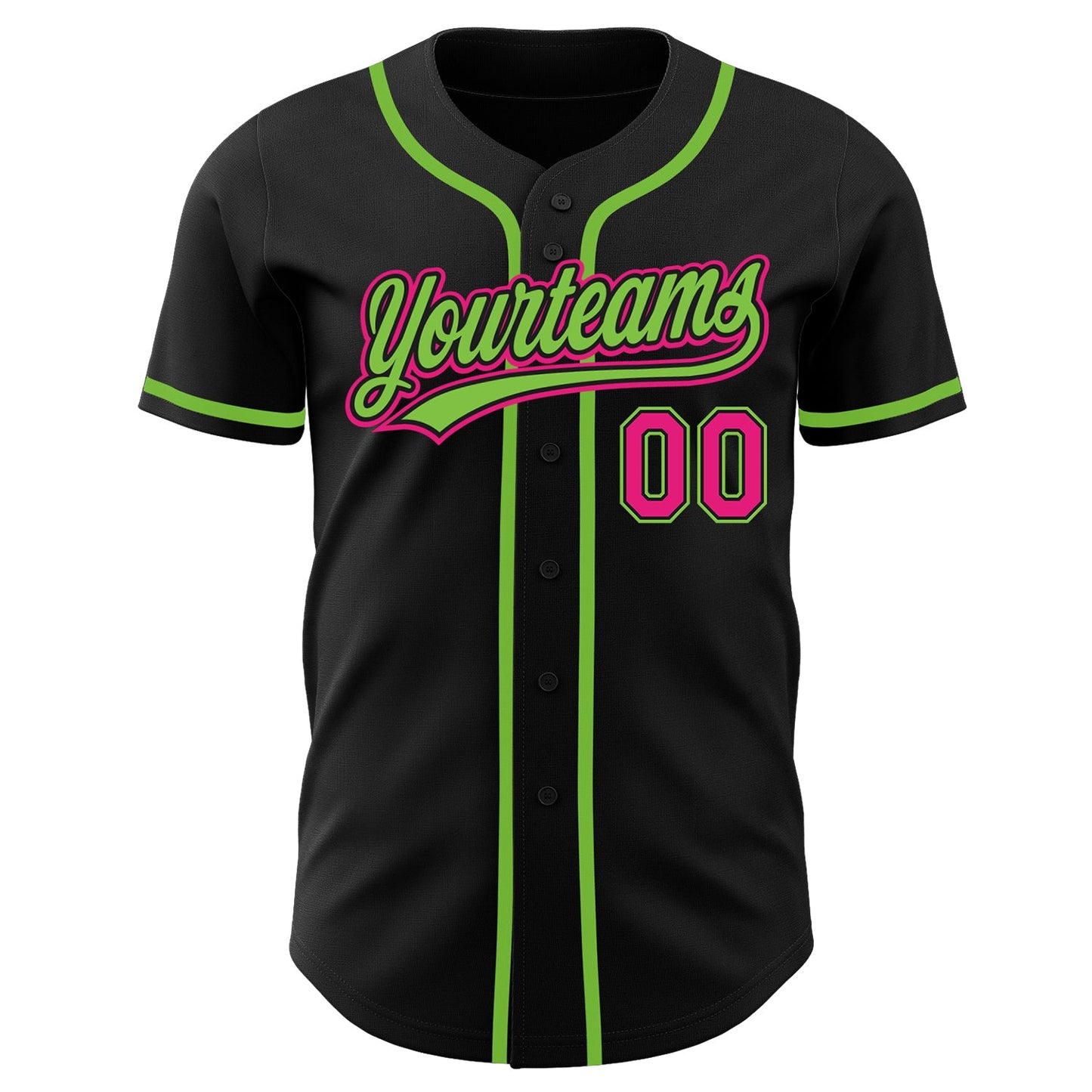 Custom Black Hot Pink-Neon Green Authentic Baseball Jersey - Sky-Custom