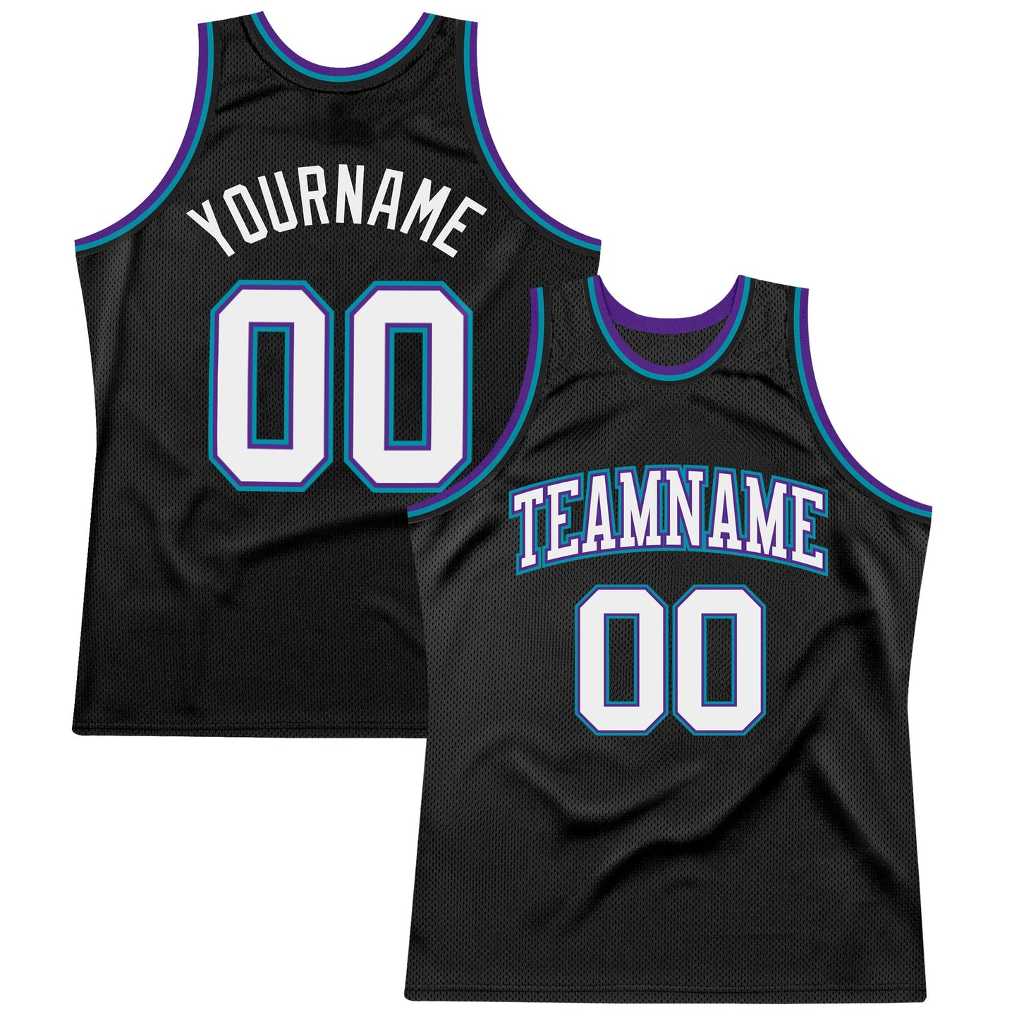 Custom Black White Purple-Teal Authentic Throwback Basketball Jersey - Sky-Custom