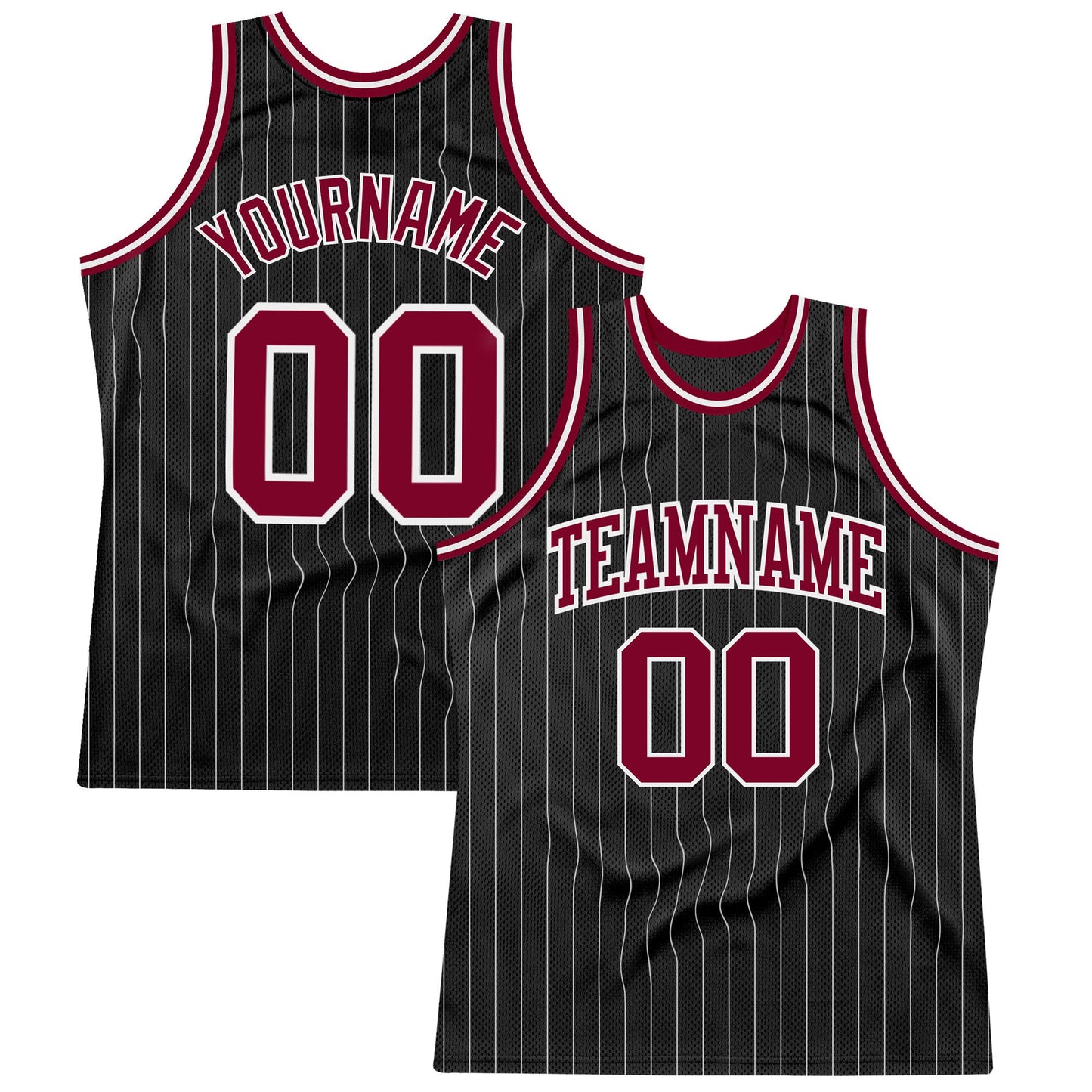 Custom Black White Pinstripe Maroon-White Authentic Basketball Jersey - Sky-Custom