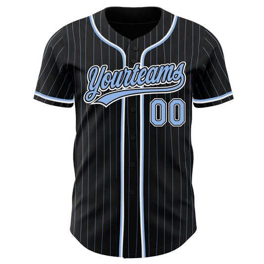 Custom Black Light Blue Pinstripe Light Blue-White Authentic Baseball Jersey - Sky-Custom