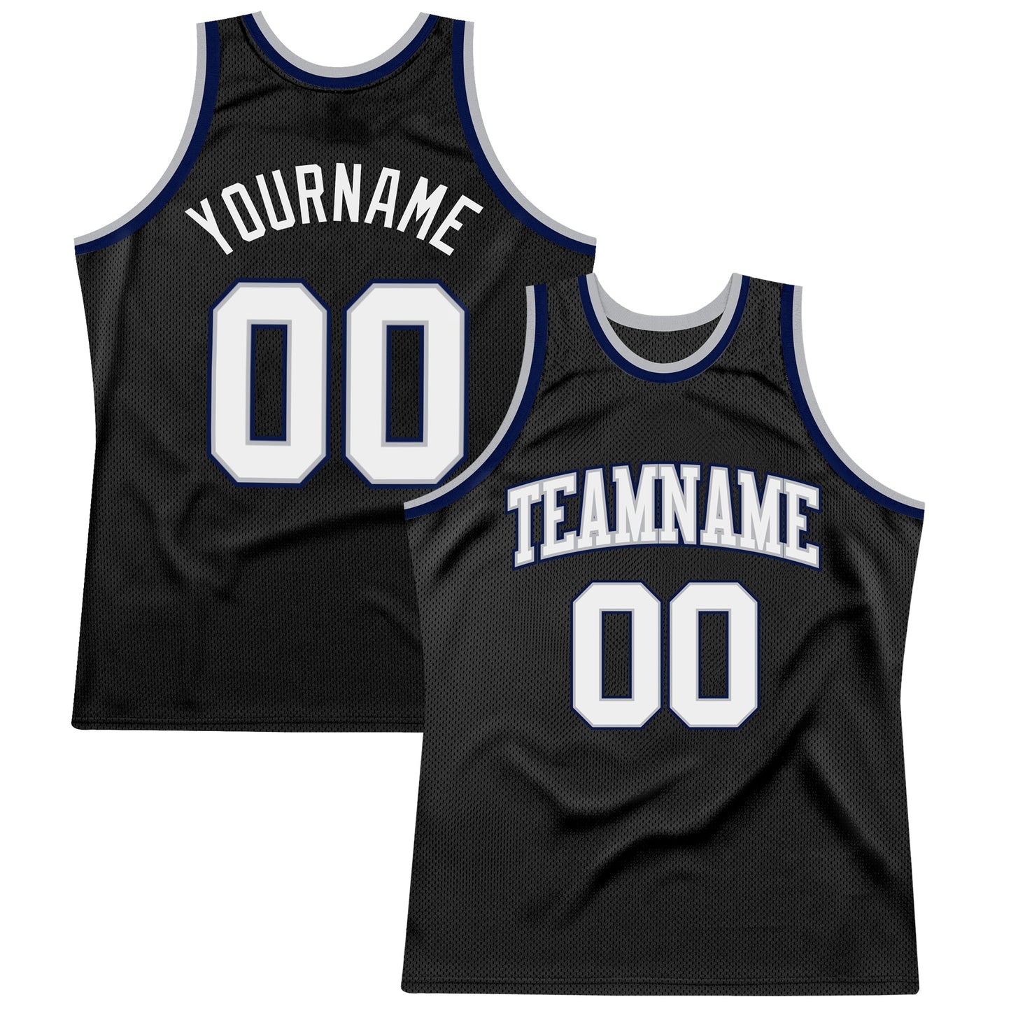 Custom Black White Gray-Navy Authentic Throwback Basketball Jersey - Sky-Custom
