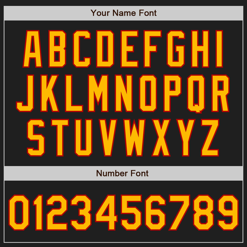 Custom Black Gold Pinstripe Gold-Red Authentic Baseball Jersey - Sky-Custom