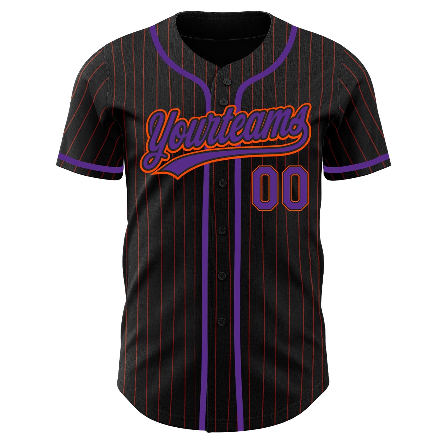 Custom Black Orange Pinstripe Purple Authentic Baseball Jersey - Sky-Custom
