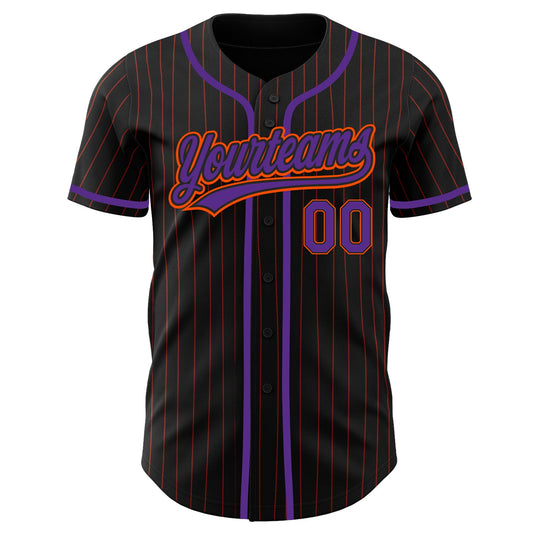 Custom Black Orange Pinstripe Purple Authentic Baseball Jersey - Sky-Custom