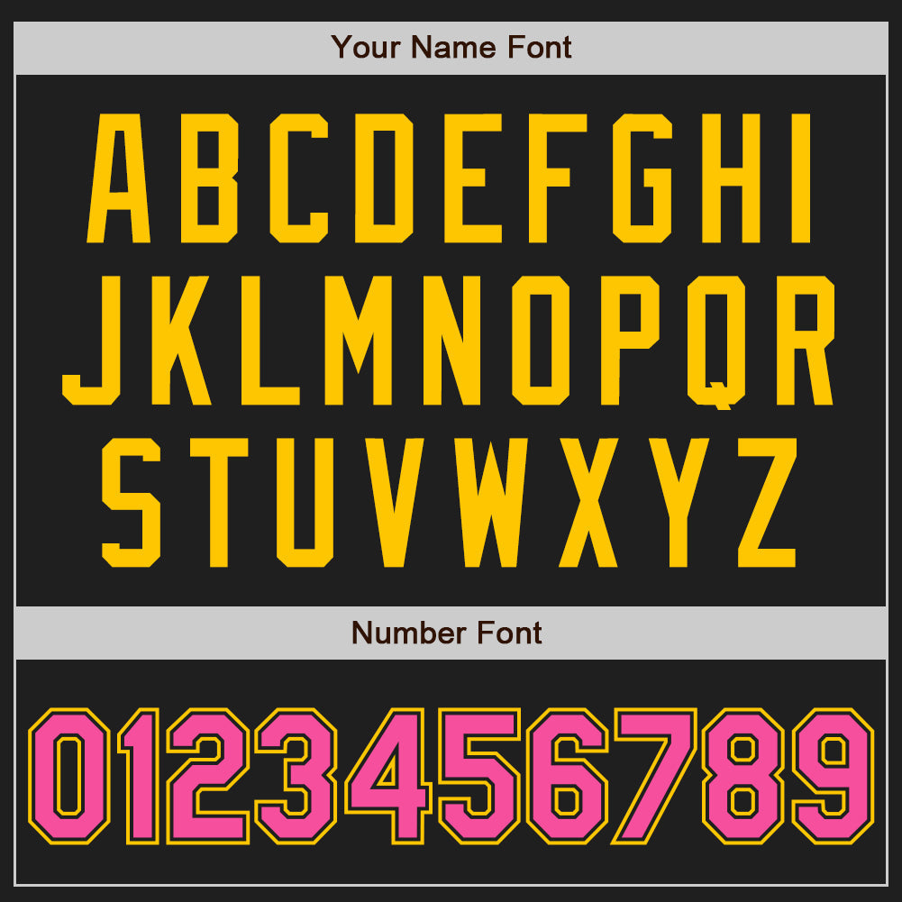 Custom Black Pink Pinstripe Pink-Yellow Authentic Baseball Jersey - Sky-Custom