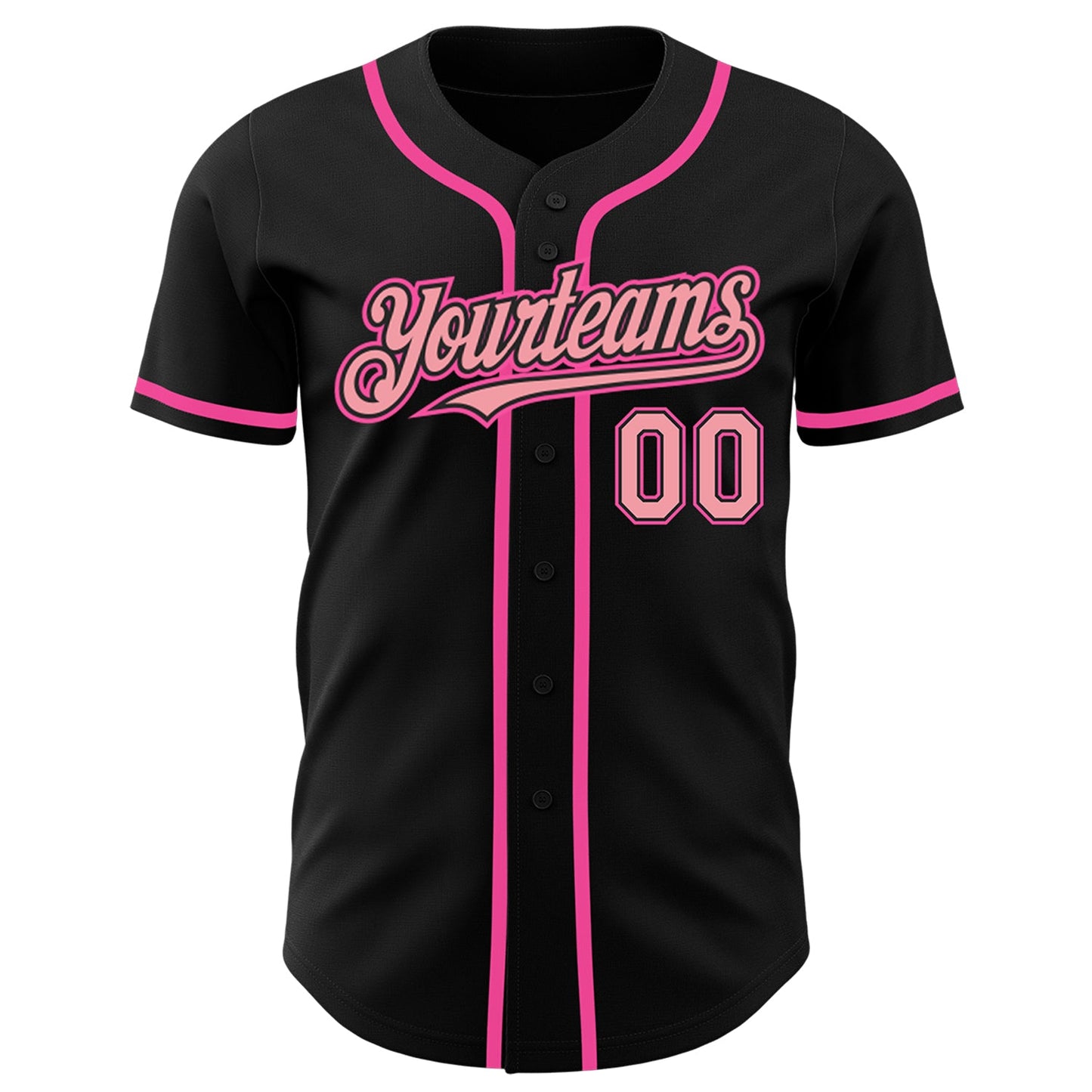 Custom Black Medium Pink-Pink Authentic Baseball Jersey - Sky-Custom