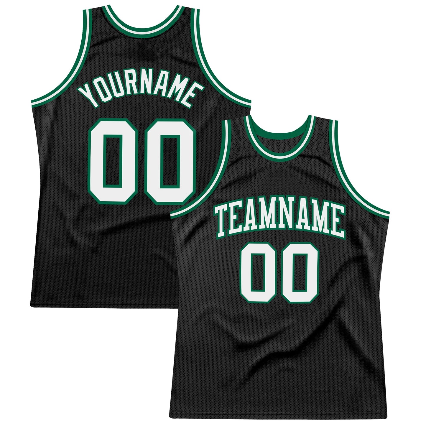 Custom Black White-Kelly Green Authentic Throwback Basketball Jersey - Sky-Custom
