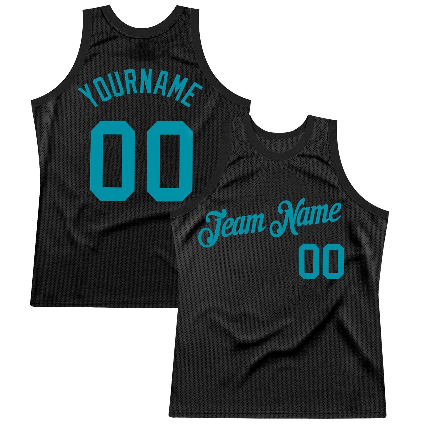 Custom Black Teal Authentic Throwback Basketball Jersey - Sky-Custom