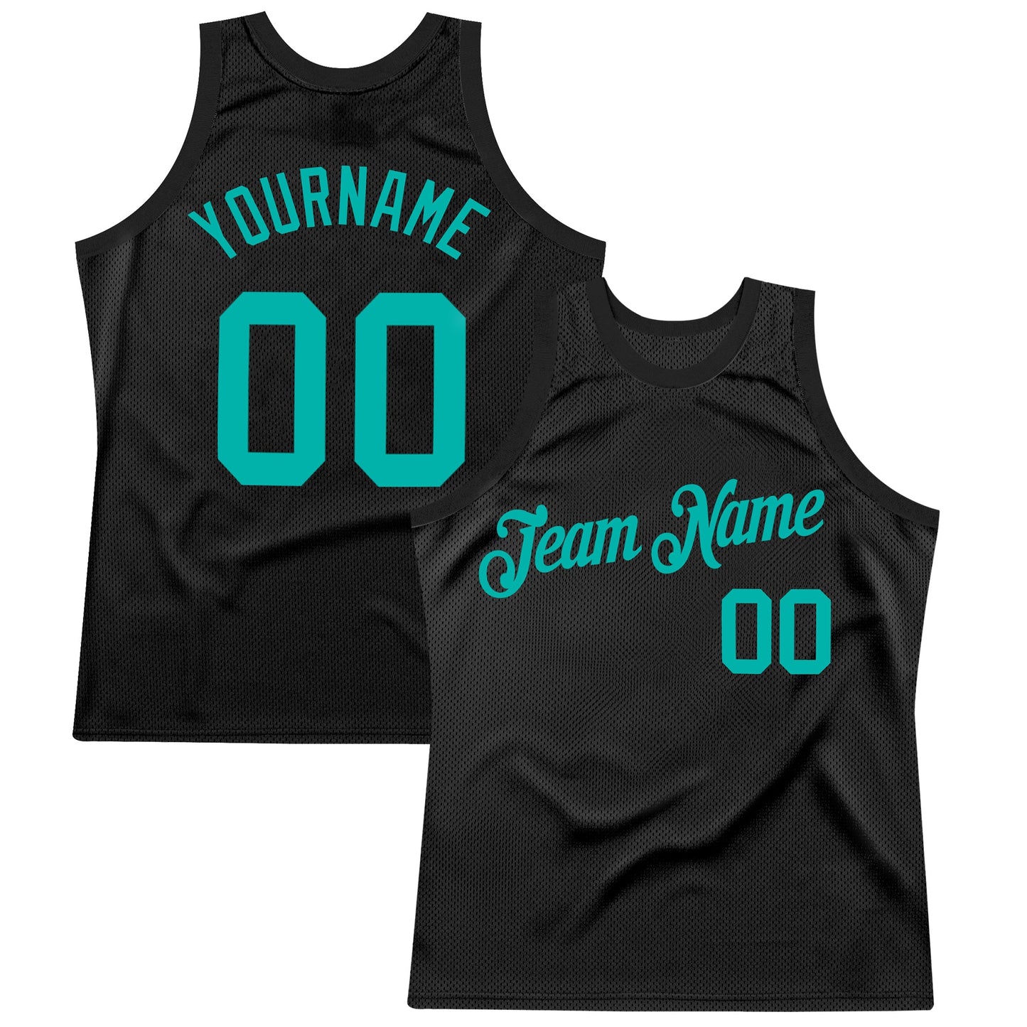 Custom Black Aqua Authentic Throwback Basketball Jersey - Sky-Custom