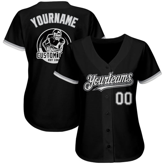Custom Black White-Gray Authentic Baseball Jersey - Sky-Custom