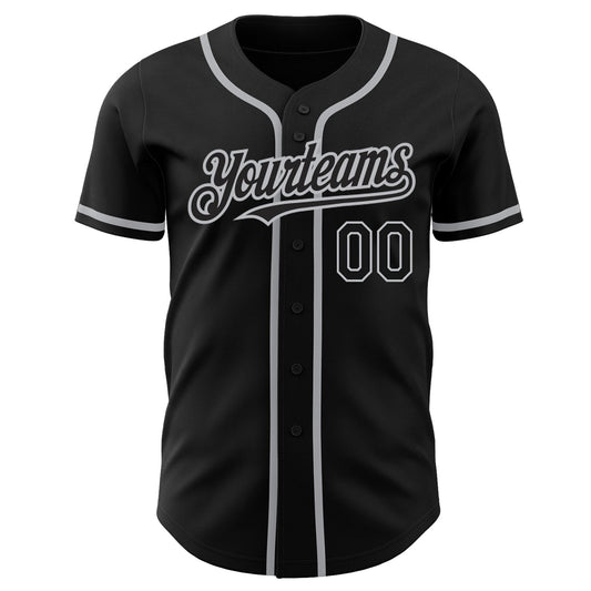 Custom Black Gray Authentic Baseball Jersey - Sky-Custom