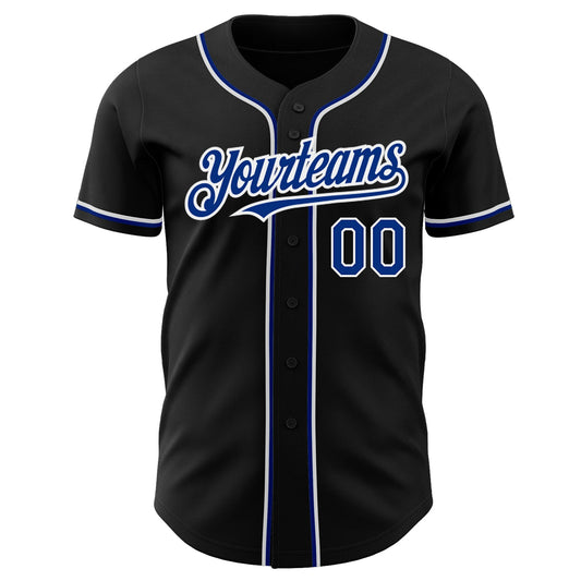 Custom Black Royal-White Authentic Baseball Jersey - Sky-Custom