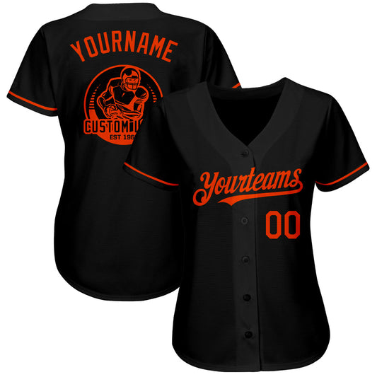 Custom Black Orange Authentic Baseball Jersey - Sky-Custom