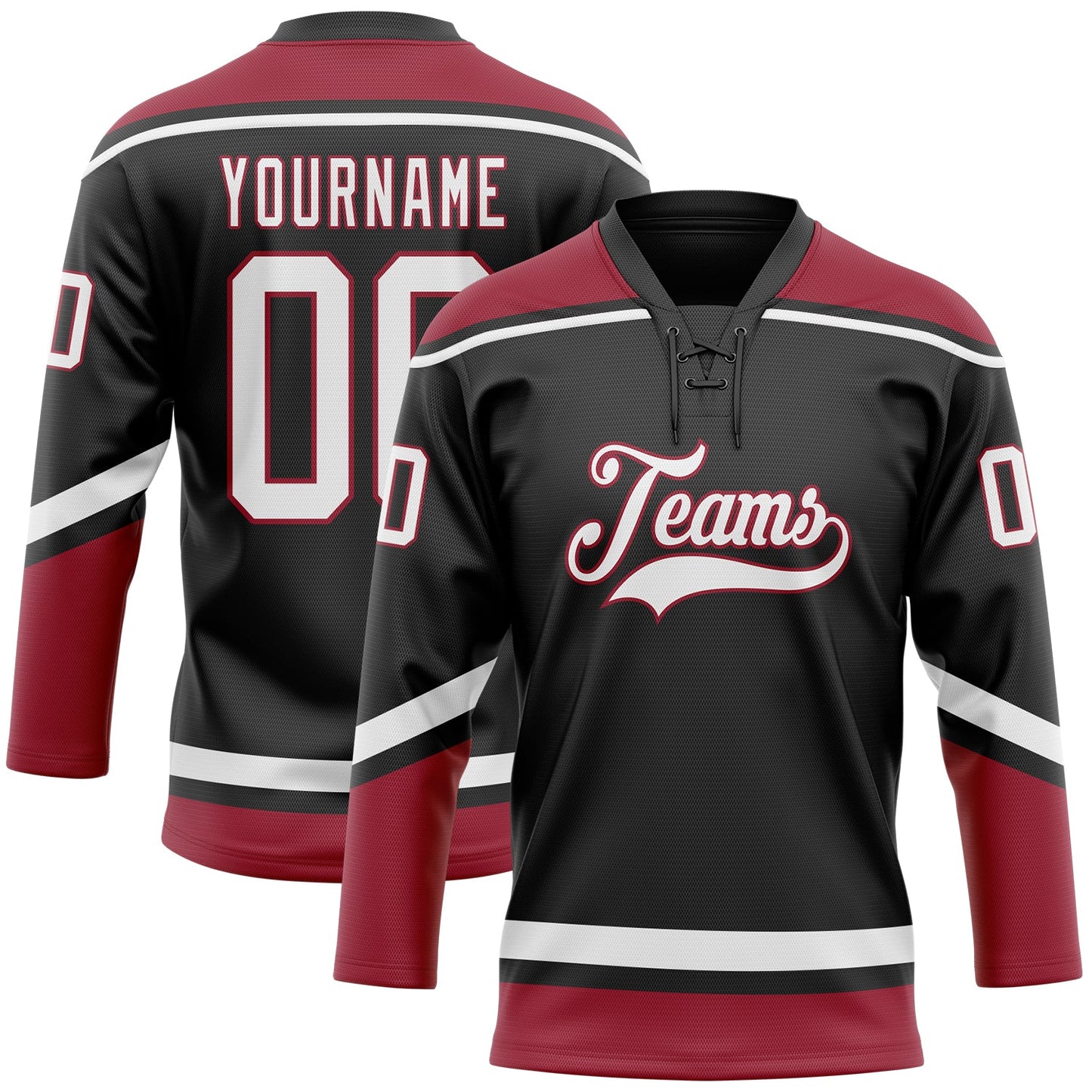 Custom Black White-Cardinal Hockey Lace Neck Jersey - Sky-Custom