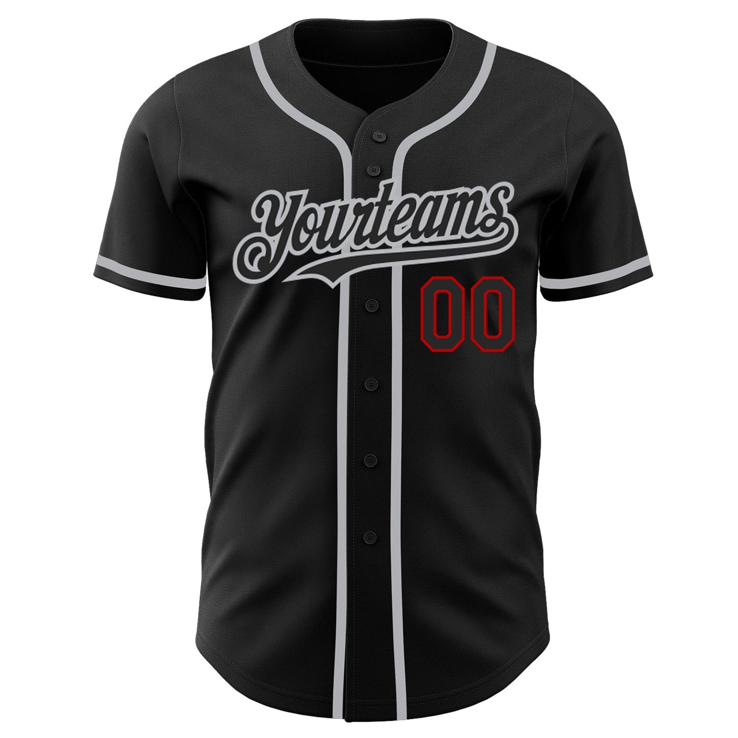 Custom Black Red-Gray Authentic Baseball Jersey - Sky-Custom