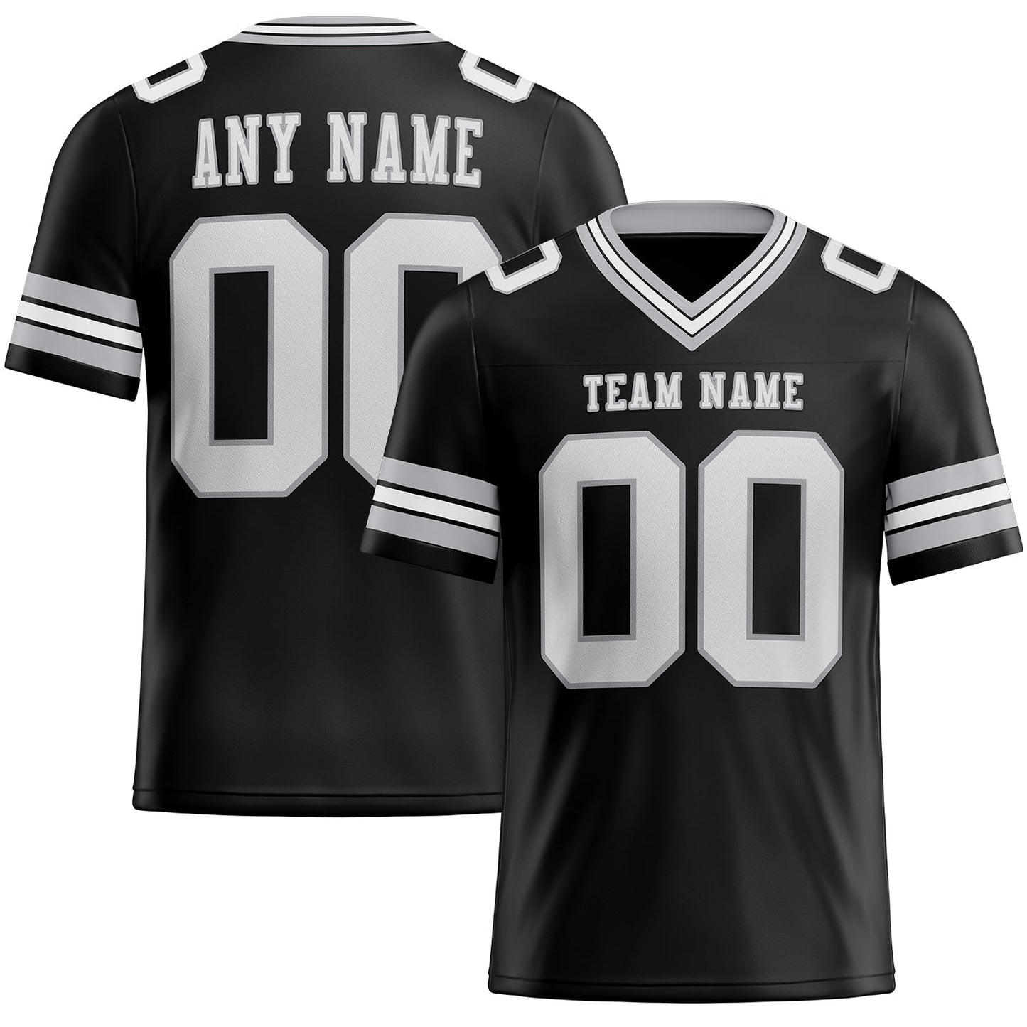 Custom Black White-Gray Mesh Authentic Football Jersey - Sky-Custom