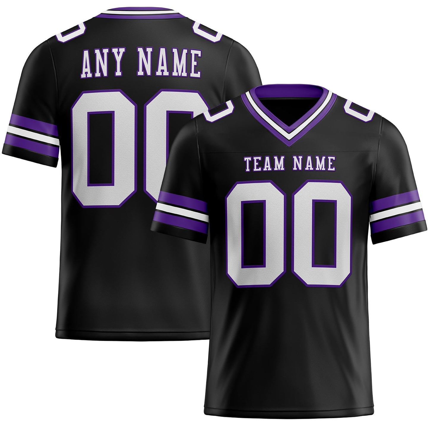Custom Black White-Purple Mesh Authentic Football Jersey - Sky-Custom