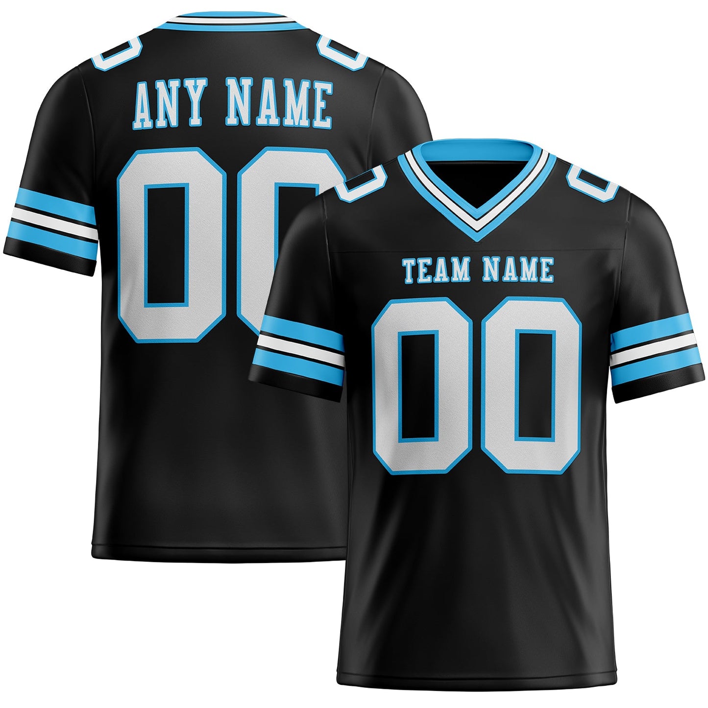 Custom Black White-Sky Blue Mesh Authentic Football Jersey - Sky-Custom