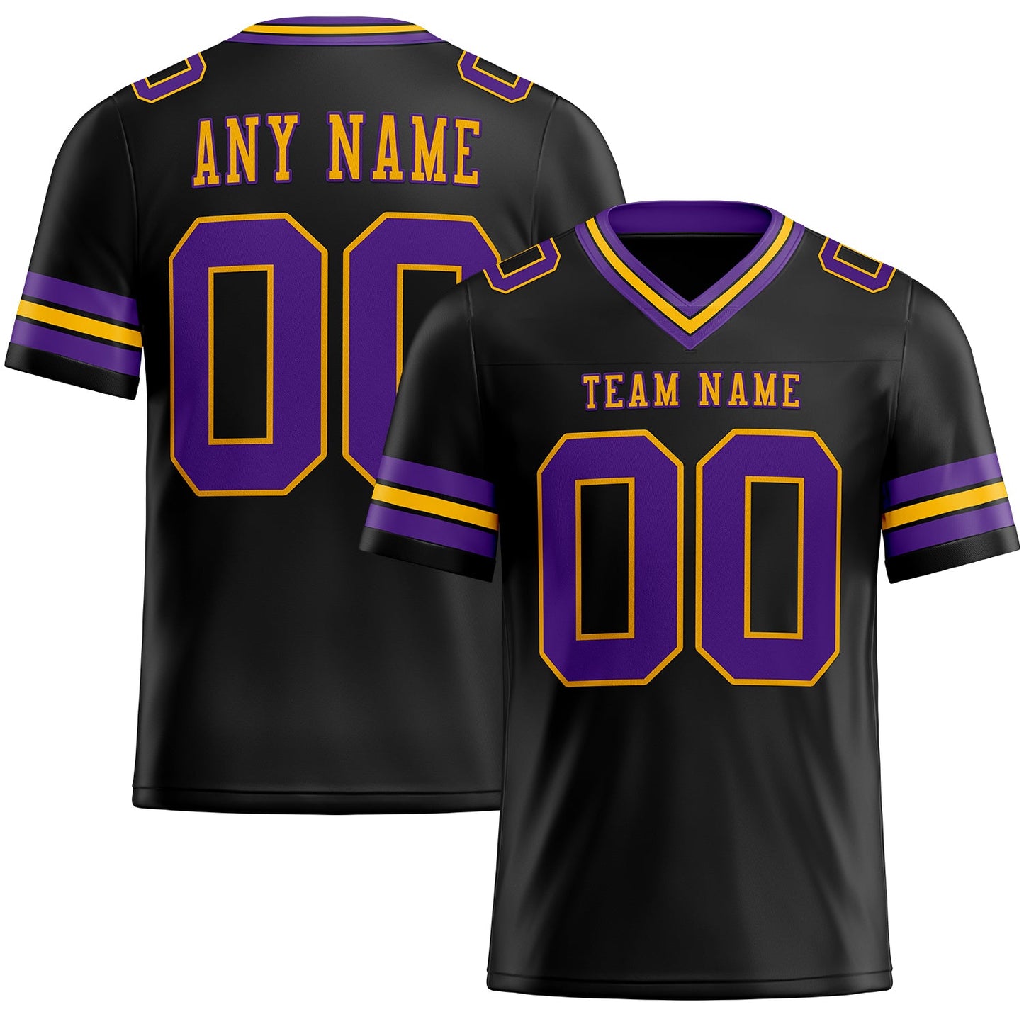 Custom Black Purple-Gold Mesh Authentic Football Jersey - Sky-Custom