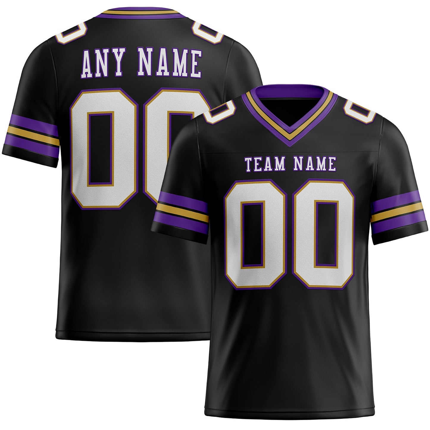 Custom Black White Old Gold-Purple Mesh Authentic Football Jersey - Sky-Custom