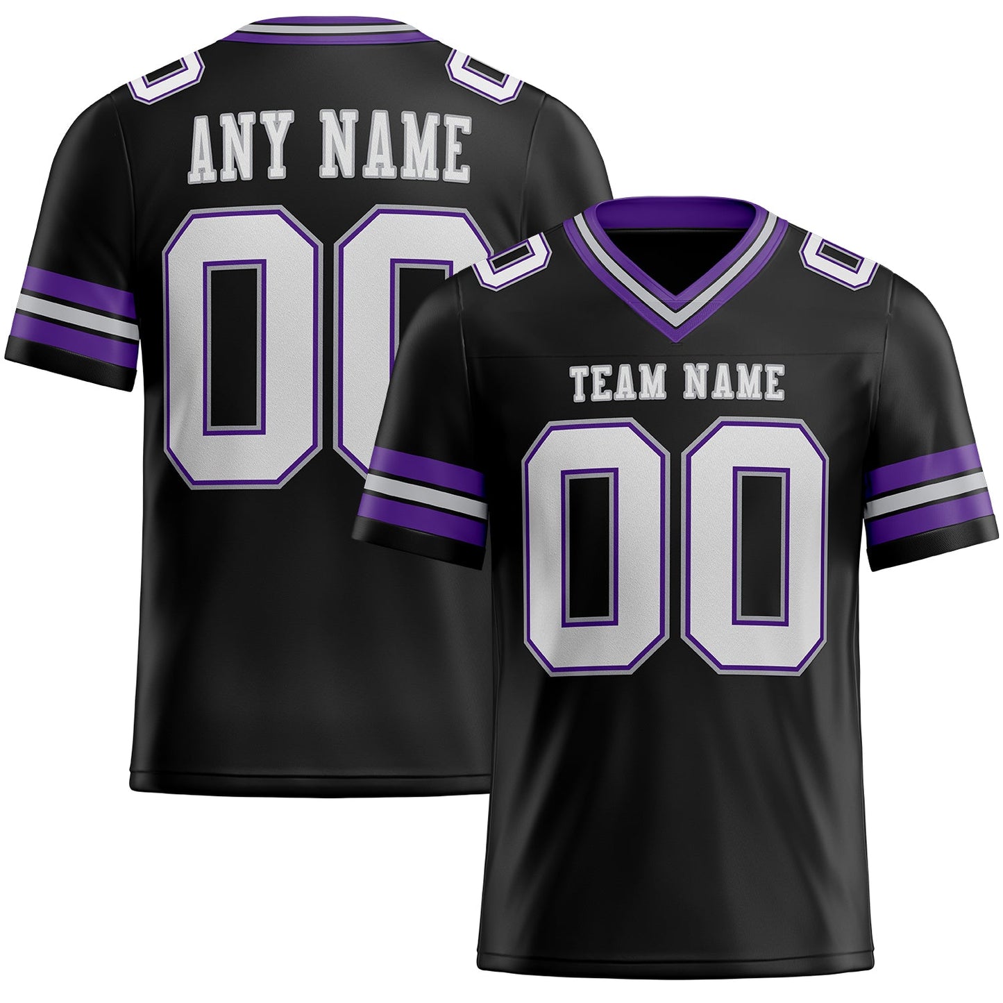 Custom Black White Purple-Gray Mesh Authentic Football Jersey - Sky-Custom