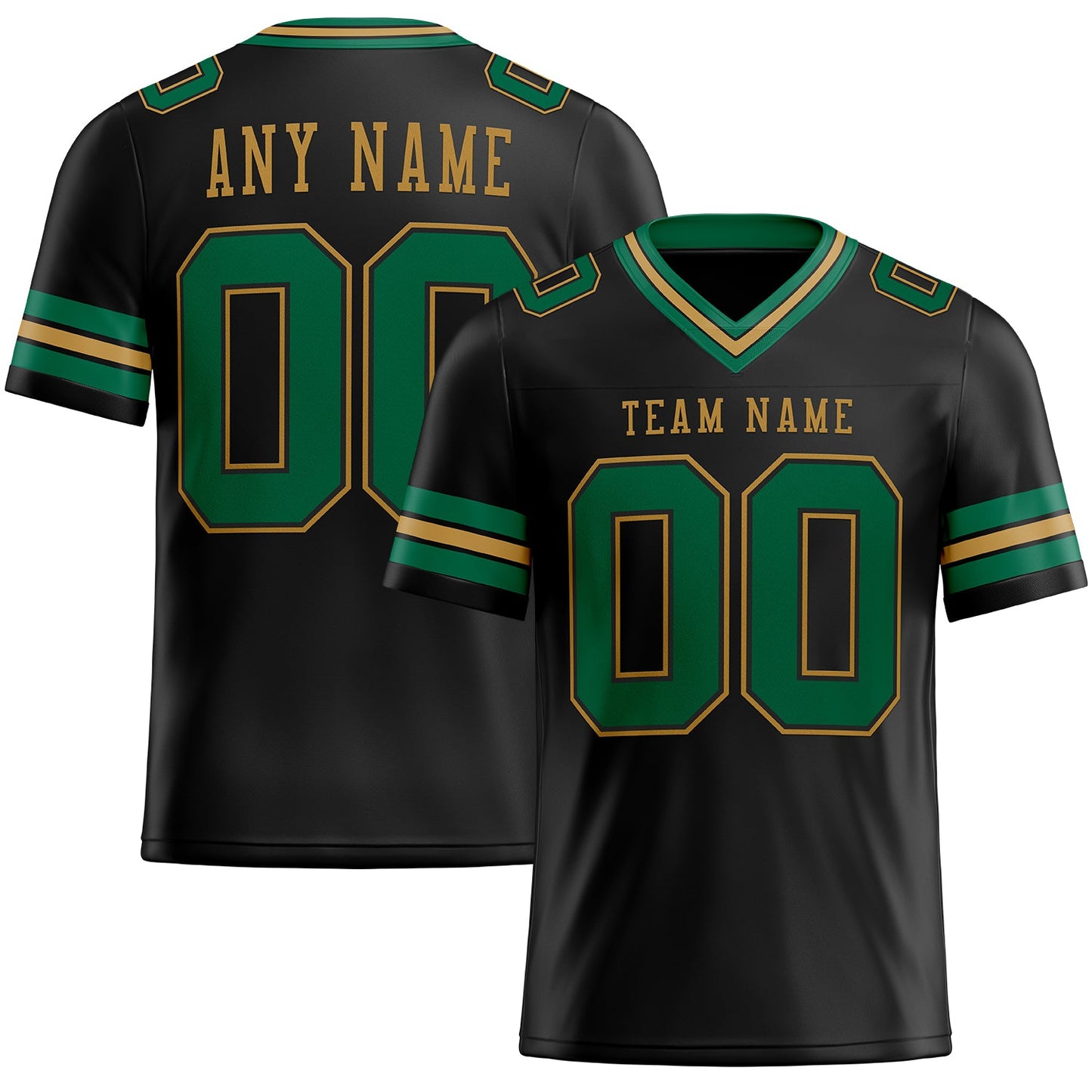 Custom Black Kelly Green-Old Gold Mesh Authentic Football Jersey - Sky-Custom