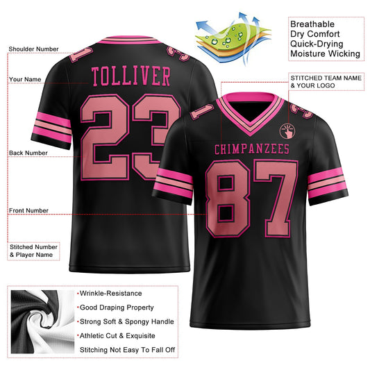 Custom Black Medium Pink-Pink Mesh Authentic Football Jersey - Sky-Custom