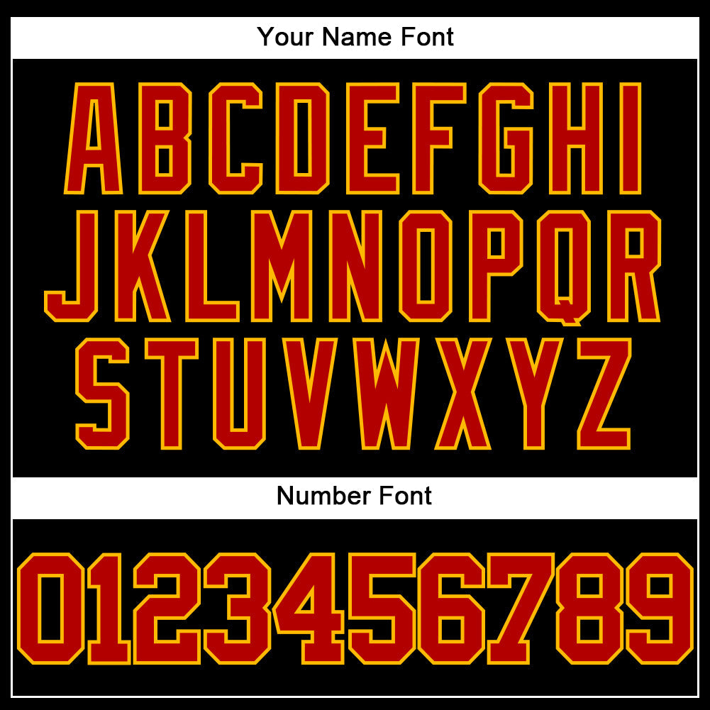 Custom Black Red-Gold Authentic Baseball Jersey - Sky-Custom