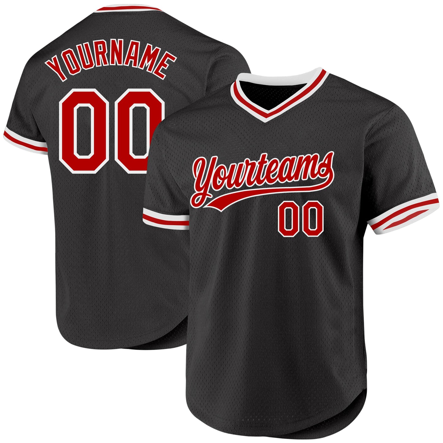 Custom Black Red-White Authentic Throwback Baseball Jersey - Sky-Custom
