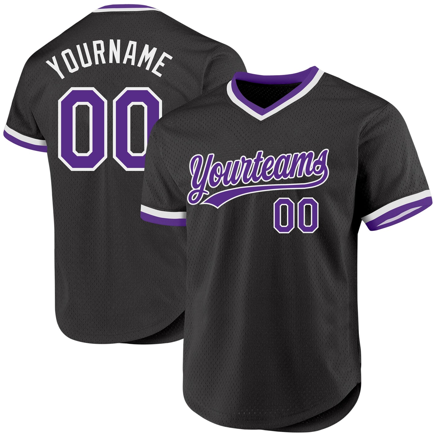 Custom Black Purple-White Authentic Throwback Baseball Jersey - Sky-Custom