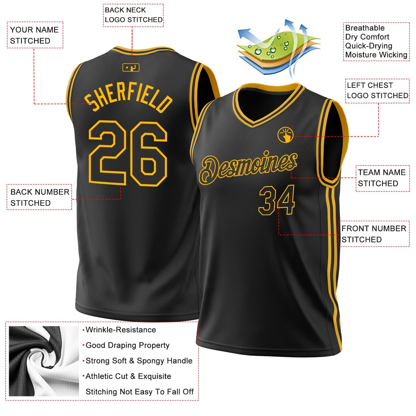 Custom Black Red Authentic Throwback Basketball Jersey - Sky-Custom
