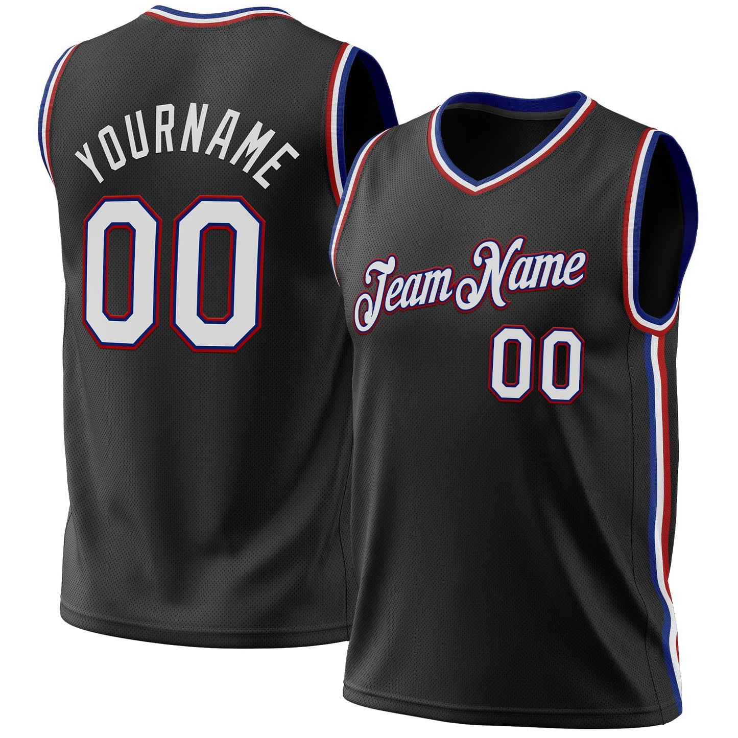 Custom Black Royal-Red Authentic Throwback Basketball Jersey - Sky-Custom