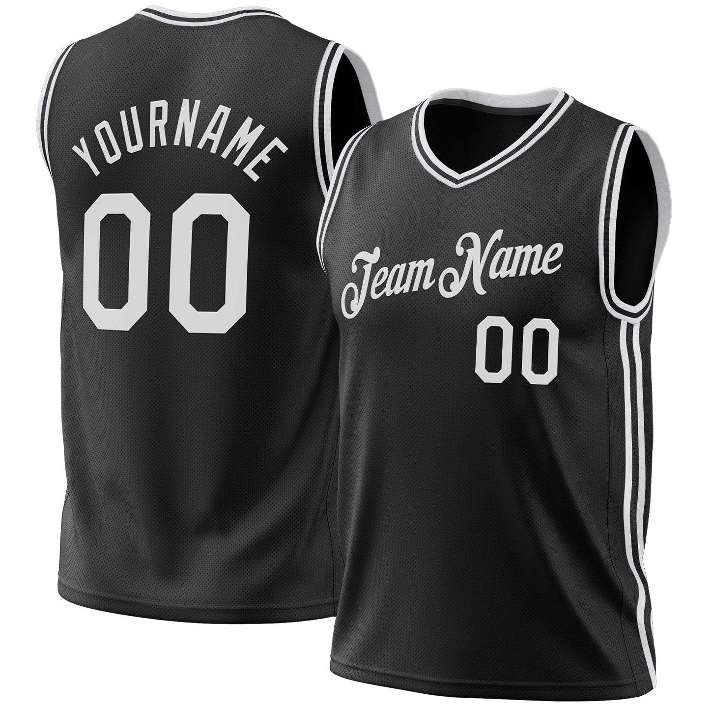 Custom Black White Authentic Throwback Basketball Jersey - Sky-Custom