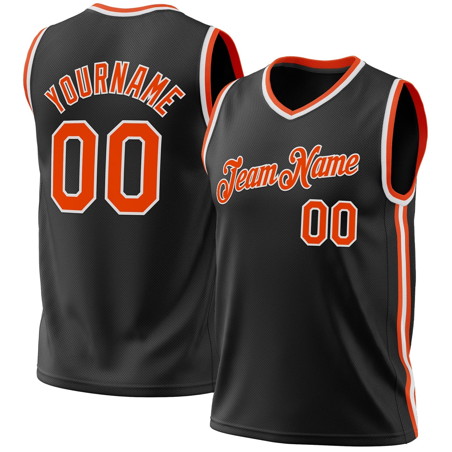 Custom Black Orange-White Authentic Throwback Basketball Jersey - Sky-Custom