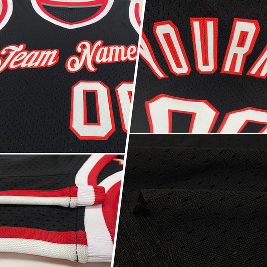 Custom Black Gray-Red Authentic Throwback Basketball Jersey - Sky-Custom