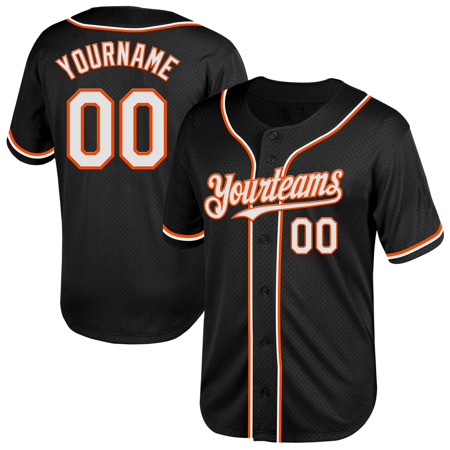 Custom Black White-Orange Mesh Authentic Throwback Baseball Jersey - Sky-Custom