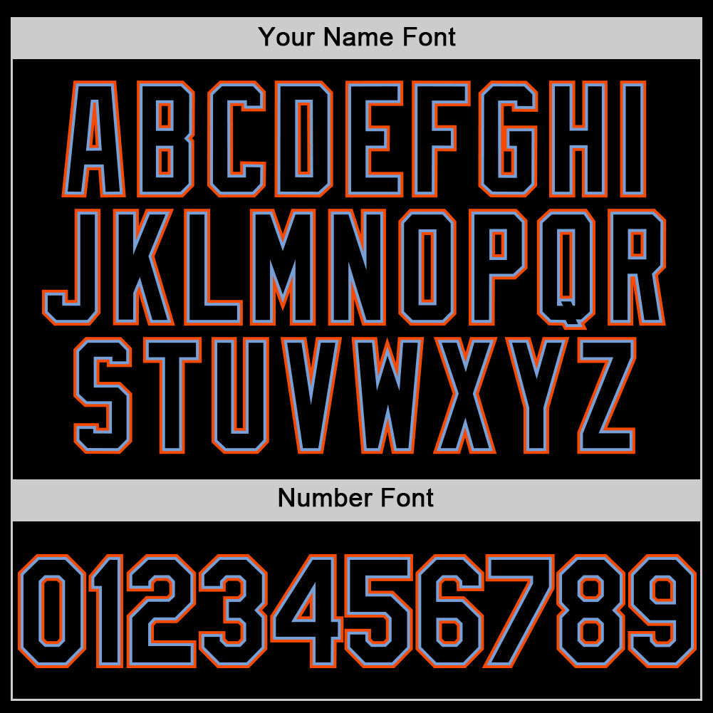 Custom Black Powder Blue-Orange Mesh Authentic Throwback Baseball Jersey - Sky-Custom