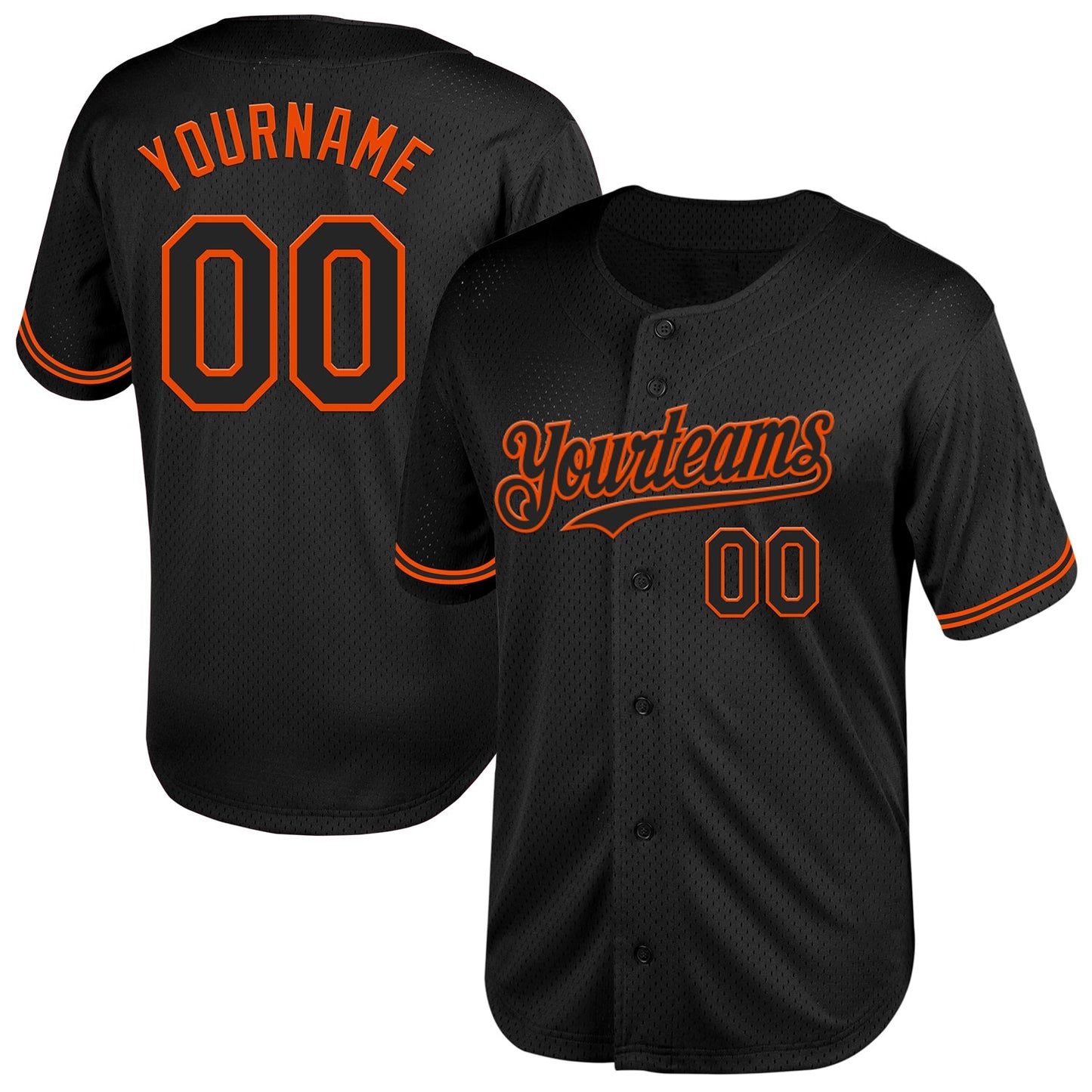 Custom Black Orange Mesh Authentic Throwback Baseball Jersey - Sky-Custom