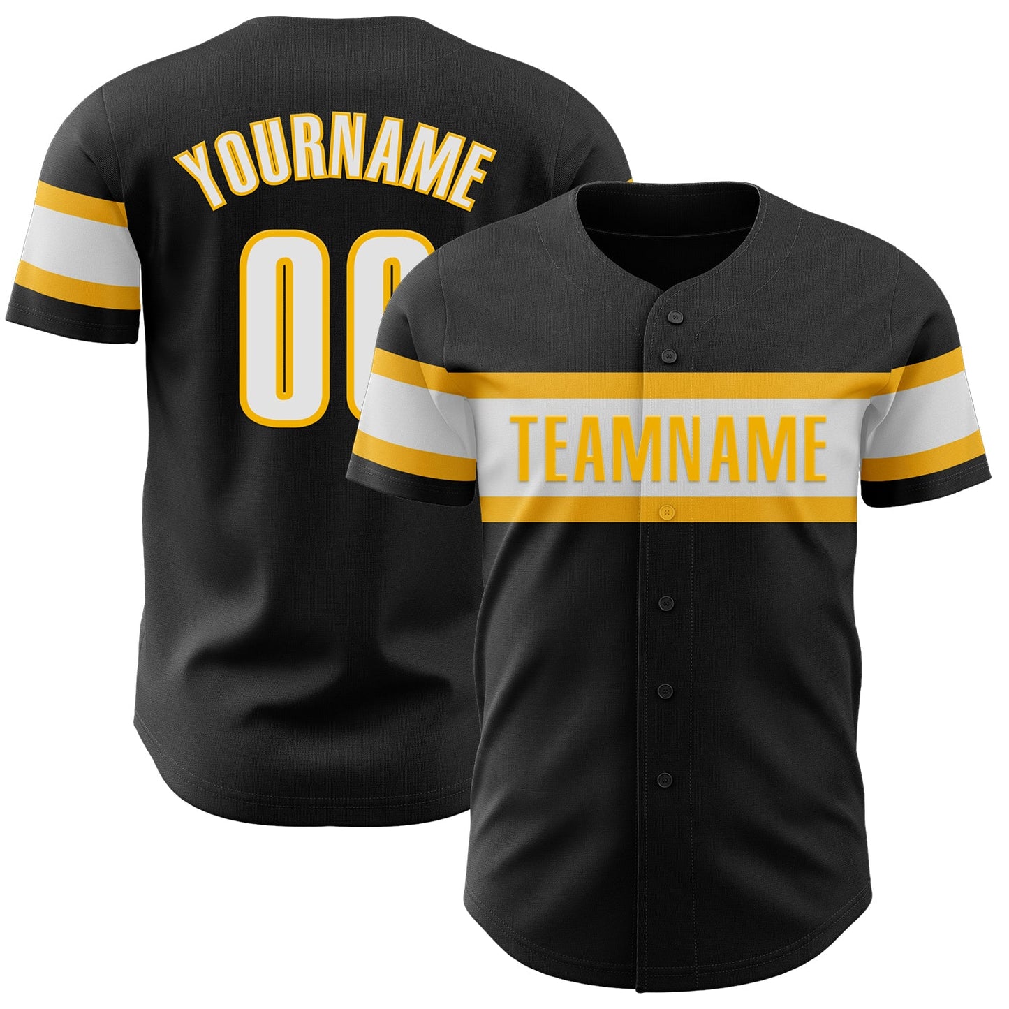 Custom Black White-Gold Authentic Baseball Jersey - Sky-Custom