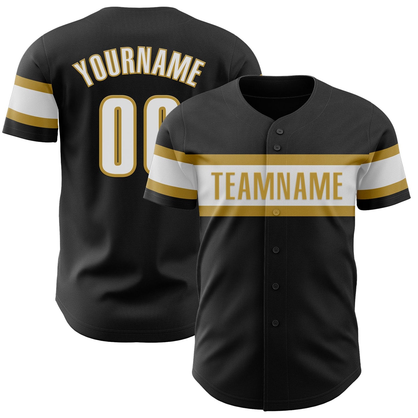 Custom Black White-Old Gold Authentic Baseball Jersey - Sky-Custom