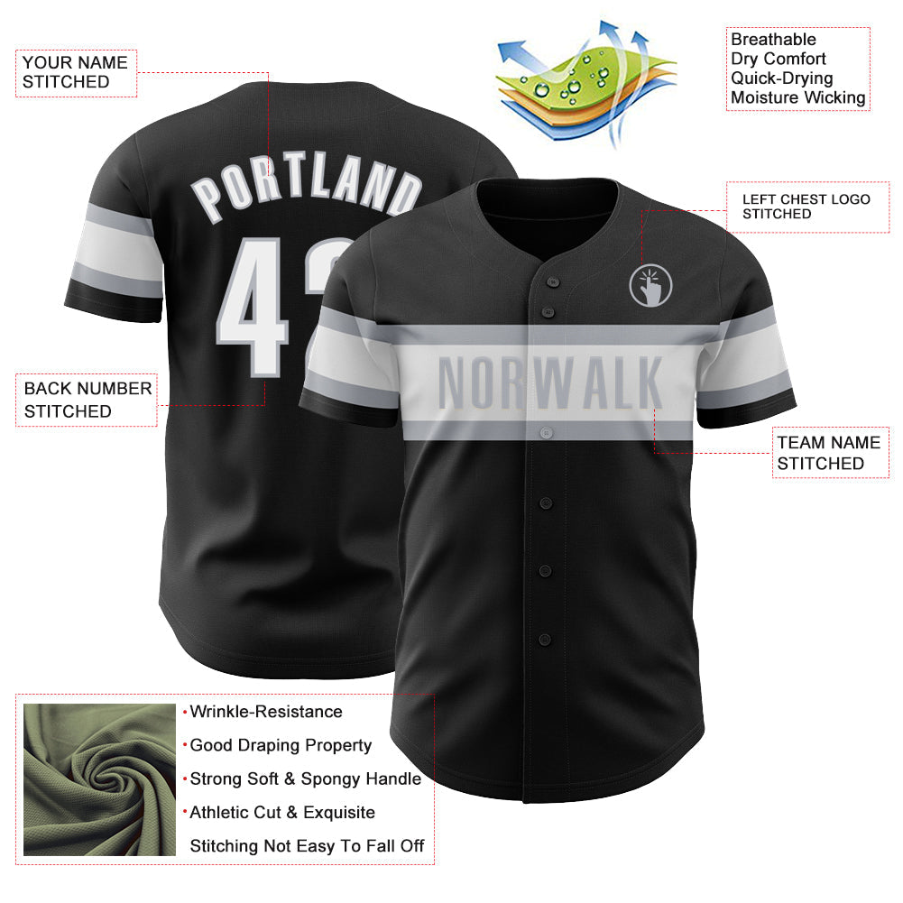 Custom Black White-Gray Authentic Baseball Jersey - Sky-Custom