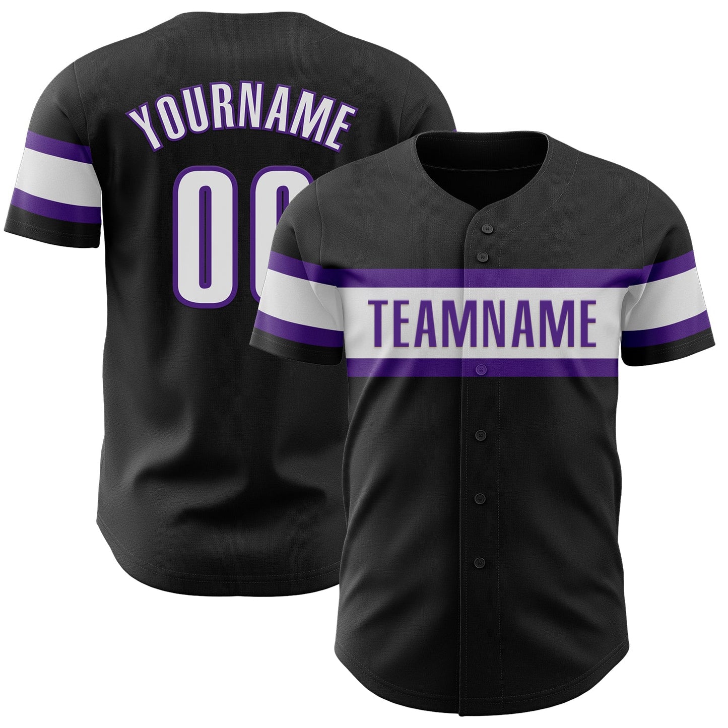 Custom Black White-Purple Authentic Baseball Jersey - Sky-Custom