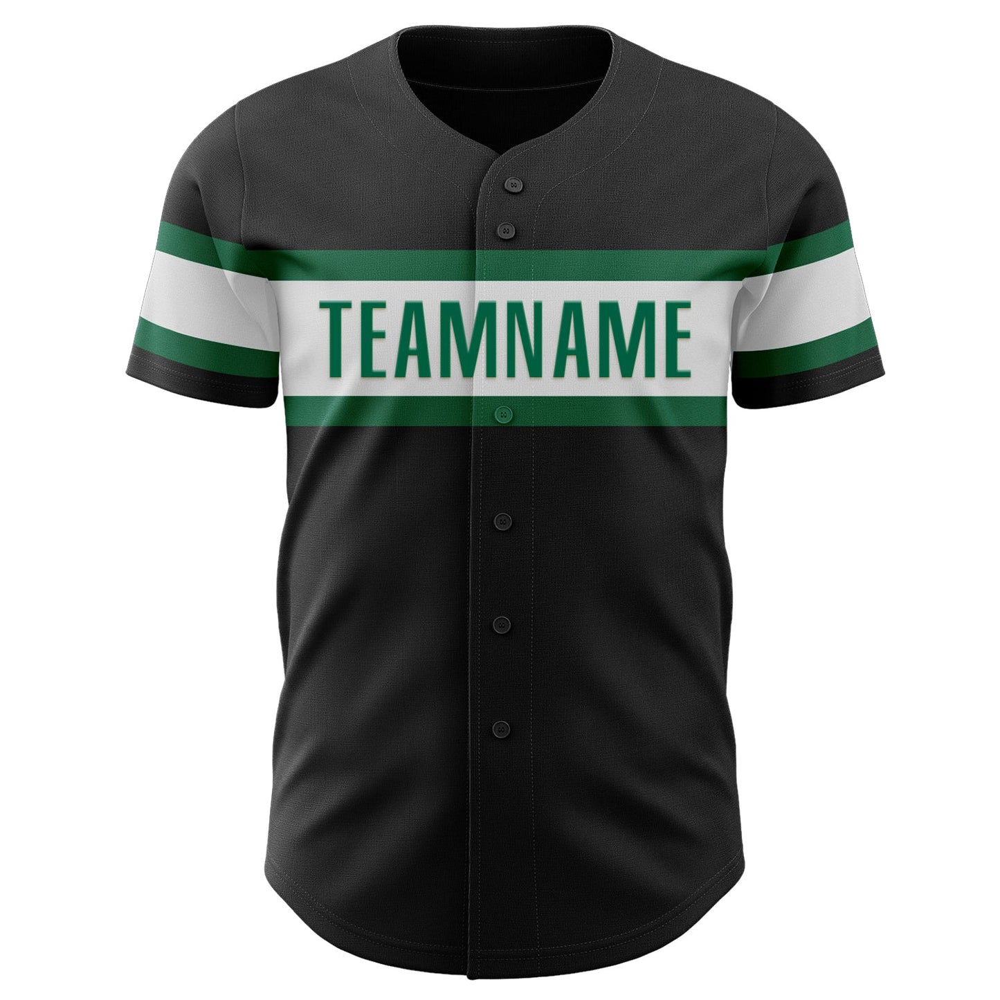 Custom Black White-Kelly Green Authentic Baseball Jersey - Sky-Custom