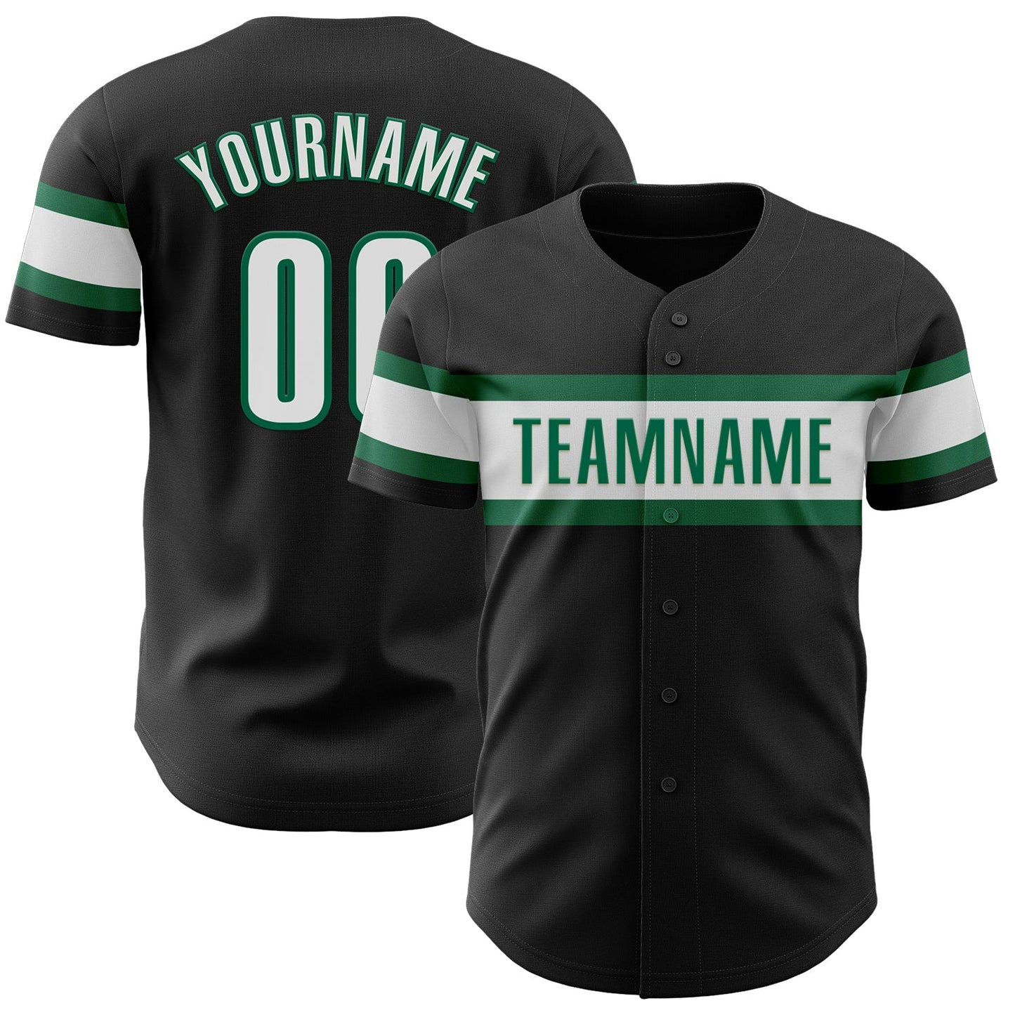 Custom Black White-Kelly Green Authentic Baseball Jersey - Sky-Custom
