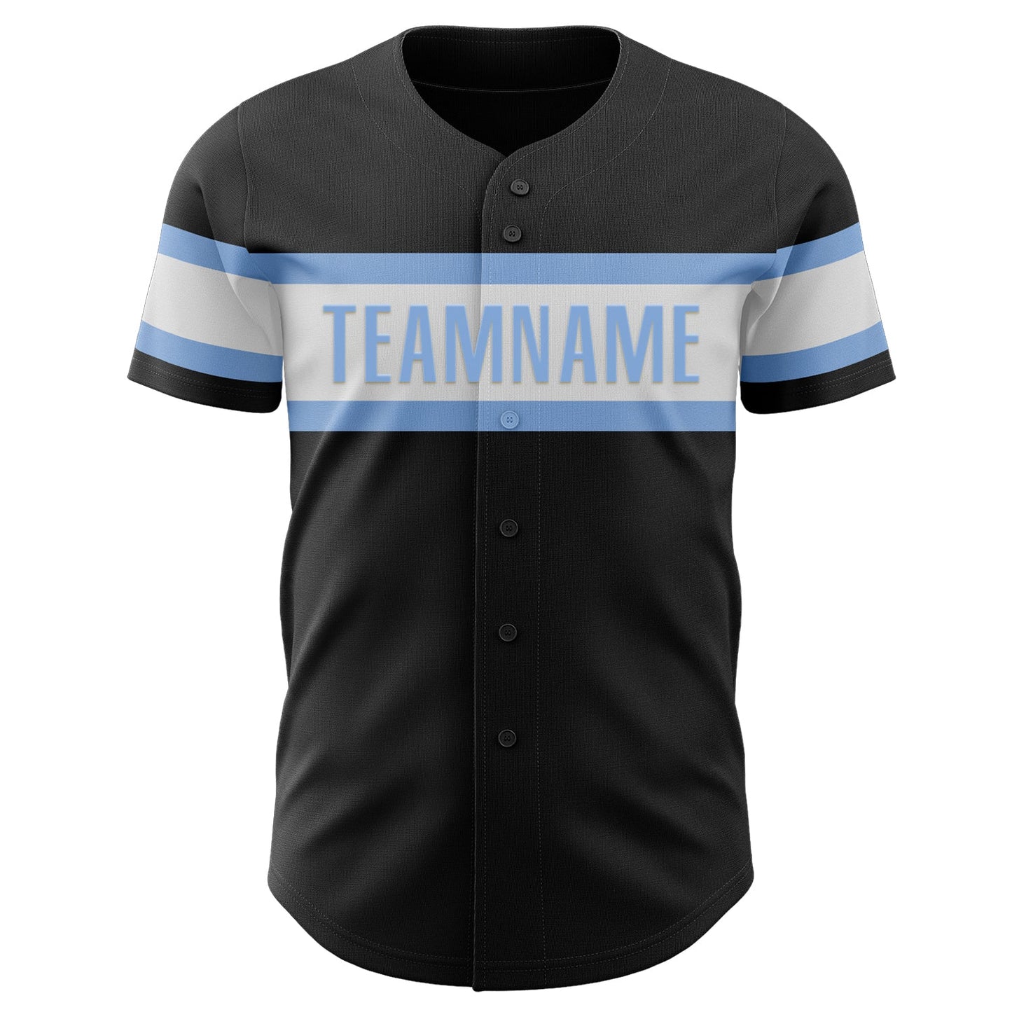 Custom Black White-Light Blue Authentic Baseball Jersey - Sky-Custom