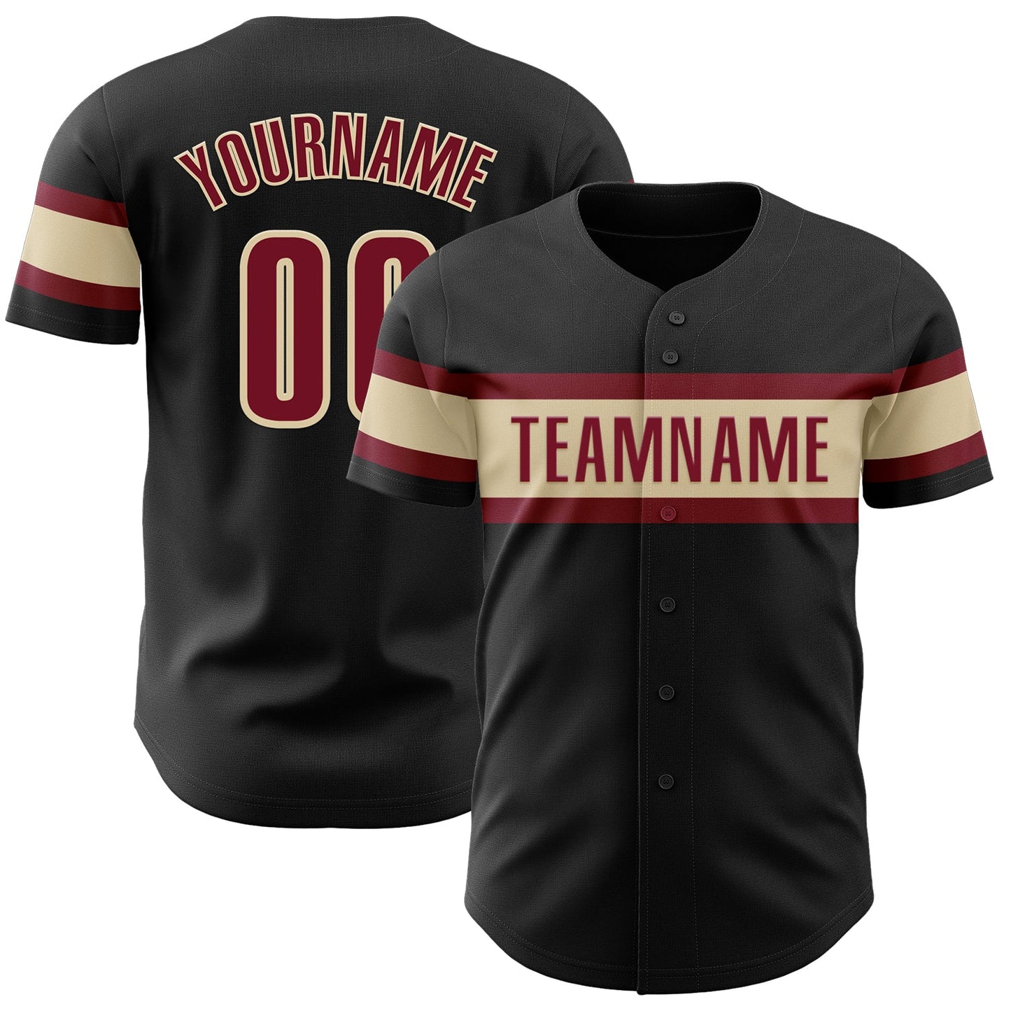 Custom Black Crimson-Cream Authentic Baseball Jersey - Sky-Custom