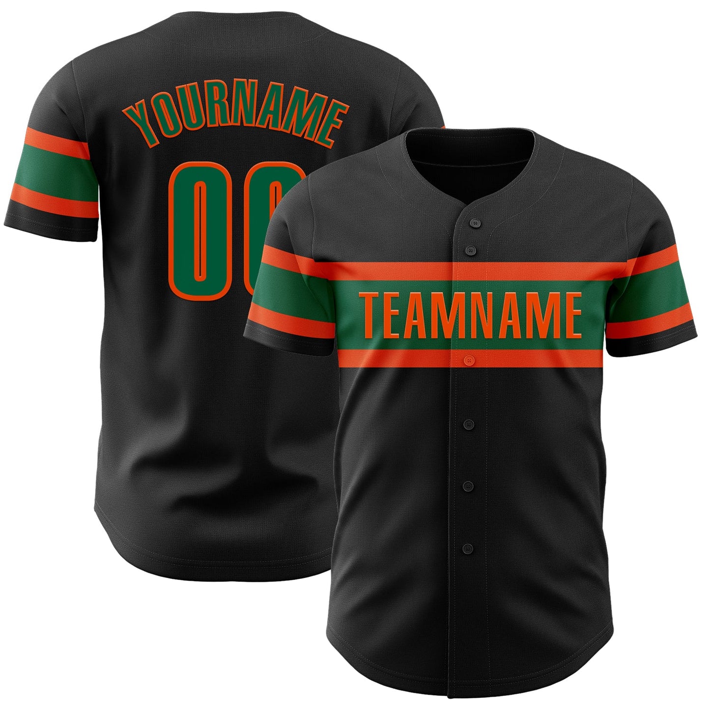 Custom Black Kelly Green-Orange Authentic Baseball Jersey - Sky-Custom