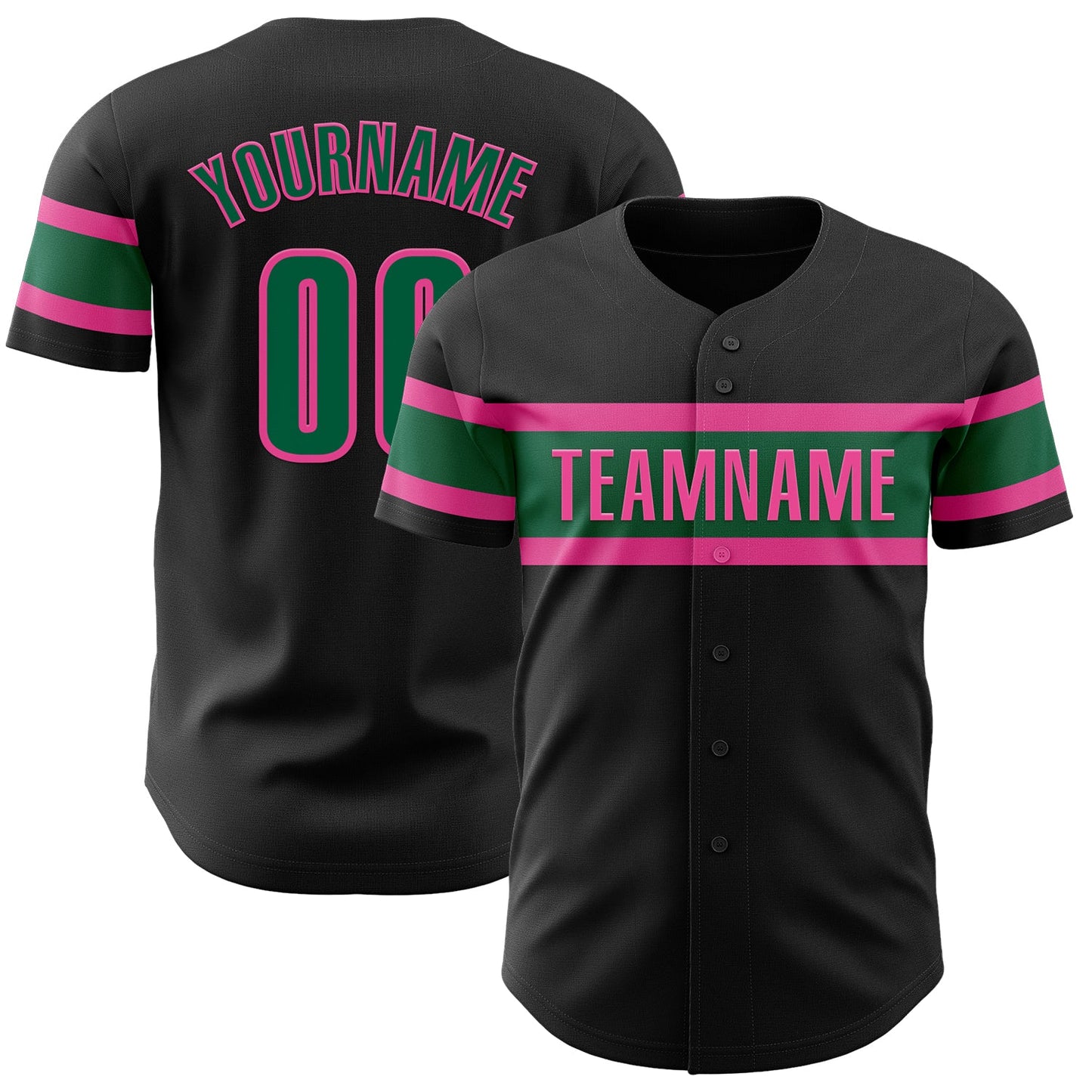 Custom Black Kelly Green-Pink Authentic Baseball Jersey - Sky-Custom