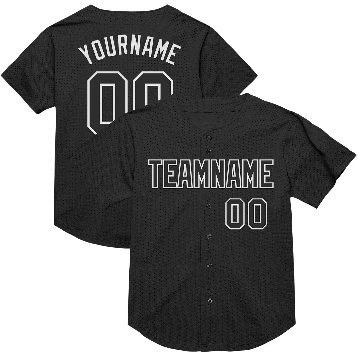 Custom Black White Mesh Authentic Throwback Baseball Jersey - Sky-Custom