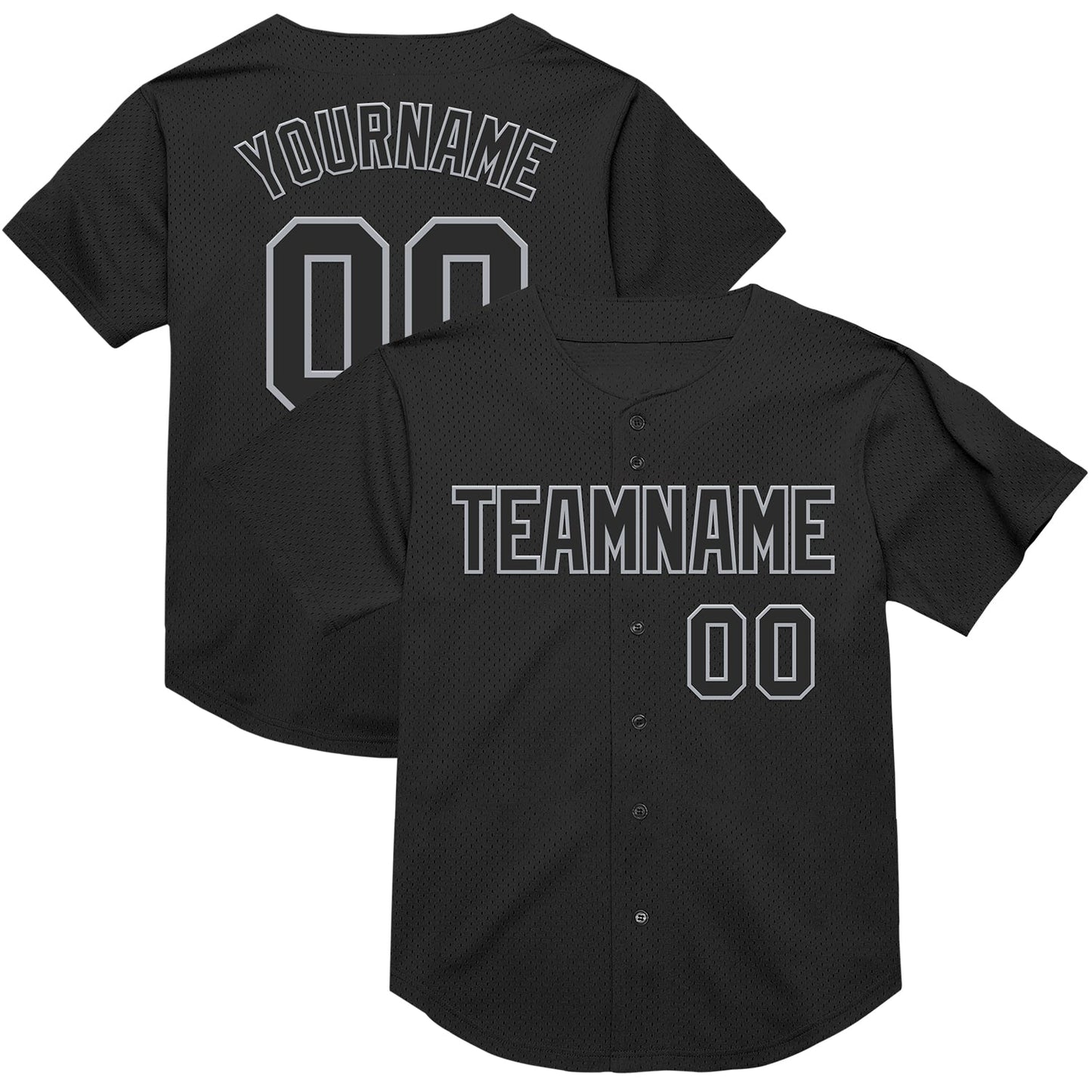 Custom Black Gray Mesh Authentic Throwback Baseball Jersey - Sky-Custom